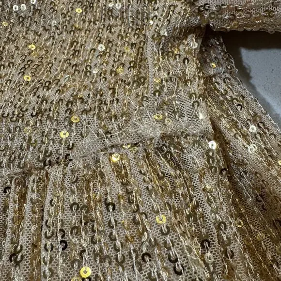 Chelsea & Violet Girls Toddler 3T Gold Sequin Long Sleeve Dress - Picture 3 of 8